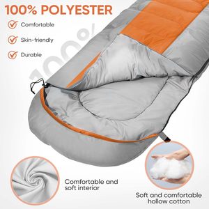 Saco de Dormir Grueso de 190T para Invierno, Saco de Dormir Cálido para Adultos, Impermeable, Ultraligero, Plegable y Portátil para Acampar al Aire Libre - Product Image 4