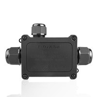 Connecteur d'alimentation extérieur étanche IP68 LED noir avec boîte de jonction en nylon M2068S-3T