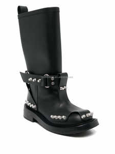 מרובע מעור מעור בד בד מעור נשים עיצוב מגפי ריוט באמצע עגל מעור קרסול מגפיים נשים דקסון - Product Image 4