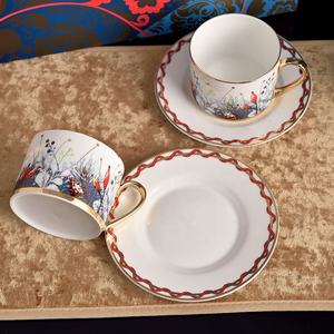 Service à thé de luxe en porcelaine fine, motif étoile de Noël, style royal russe, pour les fêtes - Product Image 3