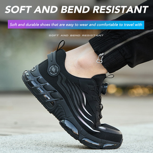 Scarpe Antinfortunistiche da Uomo Nere con Punta in Acciaio Antiurto e Antiperforazione, Sportive, Alla Moda, Resistenti all'Usura per Lavoro Industriale. - Product Image 3