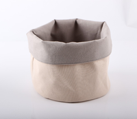 Vente en gros Panier de rangement pour aliments en toile écologique et réutilisable Panier à pain en coton recyclé Panier rond en toile