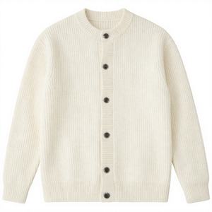 Cardigan en tricot côtelé à col rond boutonné pour homme, décontracté et chaud, toutes saisons, couleur personnalisable - Product Image 2