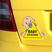 Autocollant d'avertissement pour voiture « Bébé à bord », dessin animé mignon, imperméable, résistant aux UV, autocollant en vinyle auto-adhésif pour la décoration extérieure des vitres de voiture