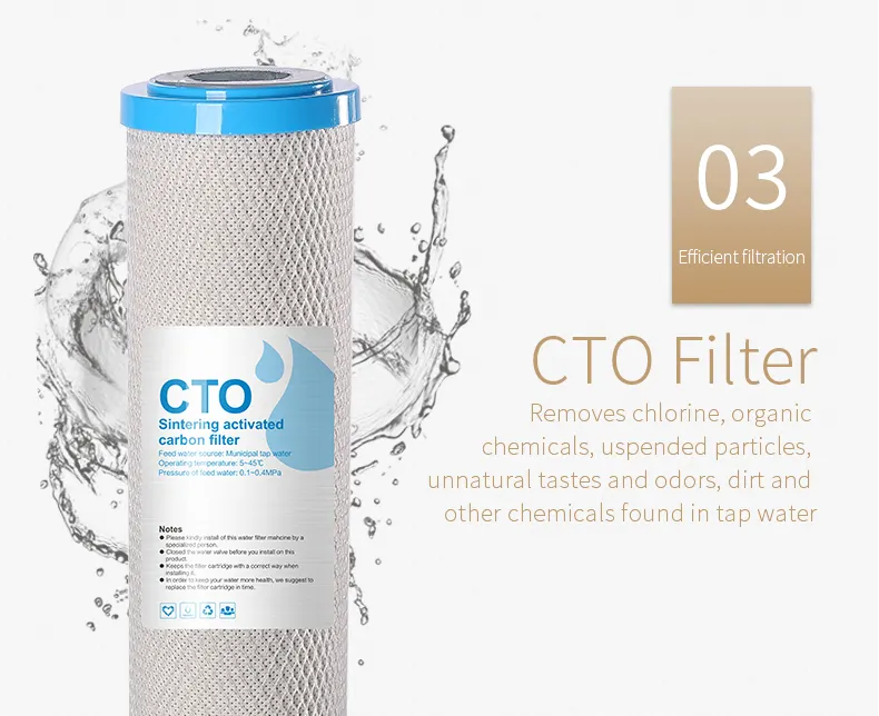 RO浄水器用の10 "CTO焼結活性炭フィルターの使用