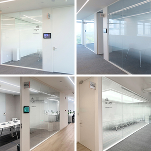 Nhôm khung Panorama văn phòng kính phân vùng chống cháy hấp thụ âm thanh bền freestanding tường dày - Product Image 2