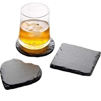 Sous-verres en ardoise noire personnalisés en gros, magnifiques, à bords droits, en forme de cœur, sous-verres carrés en pierre pour boissons, bar, cuisine