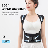 Correcteur de posture noir pour femmes, ceinture de soutien lombaire respirante et élastique, protection des épaules réglable, soulagement des douleurs dorsales