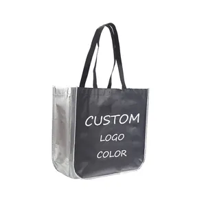 Custom Curved Corners Durable Eco Friendly Large Waterproof Tote Bags Manufacturer Low Price Recycled Non Woven Bag With Button