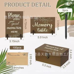 Wooden postcard and message card storage box, flip-<b>top</b> lockable envelope and love letter organizer, solid wood <b>wedding</b> souvenir - Product Image 4