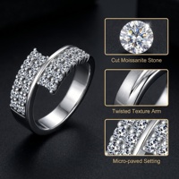 Bague en argent sterling S925, style japonais, tendance pour meilleures amies, bague ouverte géométrique à double couche et lignes entrecroisées