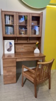 Bureau en bois massif avec bibliothèque et étagère intégrées, ensemble de table d'étude pour enfants, bureau d'écriture pour étudiants pour chambre à coucher et usage domestique