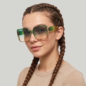European American Retro Square Frame <b>Sunglasses</b> Women's UV400 Protection Outdoor Fashion Glasses Plastic Metal Frame - Product Image 2