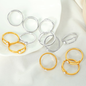 Anillo Geométrico Minimalista Francés, Chapado en Oro, con Perla Sintética, Joyería Unisex para Fiestas - Product Image 2