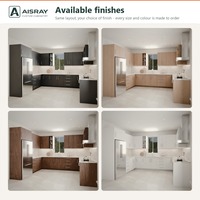 Meuble de cuisine en mélamine sur mesure, aménagement moderne en U, rangement par tiroirs, boîtes de rangement en MDF et fourniture pour projets de villas