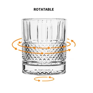 Bestverkopende Verkopers Gratis Monster Groothandel Kristal Roterende Draaiende Dikke Bodem Whisky Whisky Glazen Bekerglazen Set