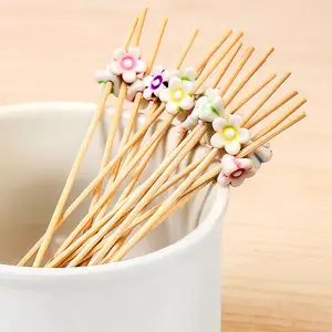 100 pcs/pack creative art bamboo sticks cute flower cake fruit sticks sushi wood sticks