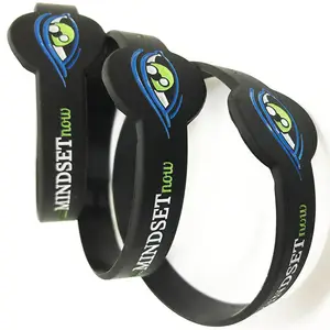 Custom 1" inch silicone wristband debossed logo silicone bracelet EYE color filled design silicone band