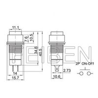 Interrupteur à bouton-poussoir PCB fabriqué en Chine, étanche IP53, LED 250V