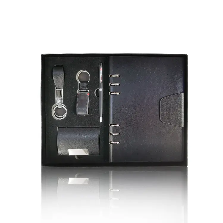 Hot selling products Corporate notebook gift set with pen and keychains