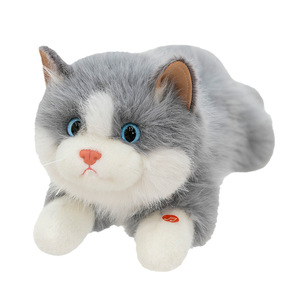 Peluche Gatto Ragdoll Carino, Gattino Simulato che Miauva, Stile Sdraiato, Bambola Gattino, Compagno di Sonno, Cuscino da Abbraccio, Regalo, Cotone PP - Product Image 5