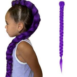 Perruque tressée trèfle porte-bonheur violette en fibre haute température, faite à la main, pour cosplay et usage quotidien - Product Image 2