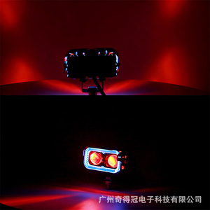 Projecteur de moto JHS-MO-266 à double lentille, lumière blanche et jaune avec yeux d'ange rouges, position avant, en aluminium aéronautique, étanche - Product Image 1