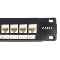 Panel Patch RJ45 Cat6A UTP 24 Port Berlapis Emas Tanpa Alat, Sistem Kabel Jaringan, Harga Kompetitif, Panel Patch Modular RJ45