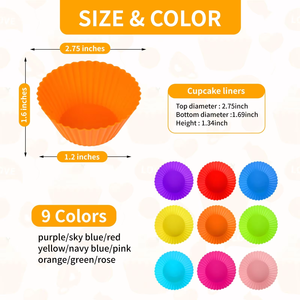 Grosir polikromatik Food Grade silikon bulat cetakan kue Muffin Cup untuk DIY peralatan memanggang kue Pastry - Product Image 2