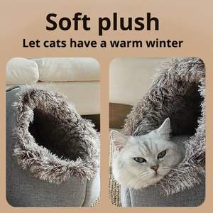 Cama Cueva Semicerrada para Perros y Gatos, Casa Cálida para Mascotas Pequeñas y Medianas, Cama Cueva de Felpa Removible y Lavable para Gatos en Invierno - Product Image 5
