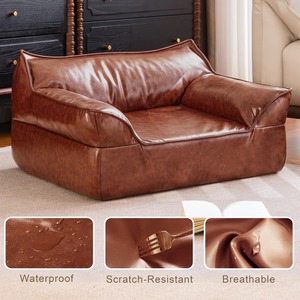 Personalizado de lujo de cuero ortopédico de espuma viscoelástica grande perro gato camas cojín mascota sofá camas impermeable lavable cubierta extraíble - Product Image 5