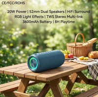 Innovador Altavoz Inalámbrico MP2 de 20W con Sonido Envolvente HiFi, Resistente al Agua IPX7, Ideal para Jardín, Patio Trasero y Almuerzo