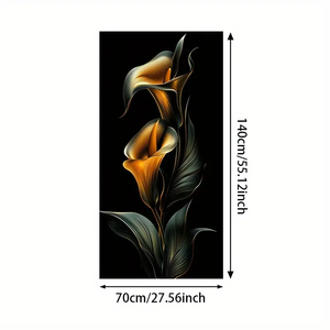 Tableau mural moderne abstrait sans cadre sur toile, Lys Calla dorés peints au pistolet, fond noir, jaune doré, <span class=keywords><strong>pour</strong></span> la <span class=keywords><strong>d</strong></span>écoration intérieure - Product Image 5
