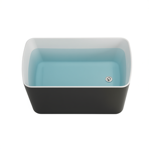 Bañera Independiente de Acrílico Negro Brillante de 49'' Cuadrada, Estilo Japonés, con Desagüe Cromado - Product Image 1