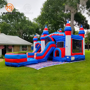 Grande maison rebondissante combo extérieur rebondissant rebondissant videur location commerciale jeux de carnaval château sautant avec toboggan pour les enfants - Product Image 2