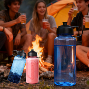 Venta caliente portátil de gran capacidad 1000ml BPA libre Fitness personalizado al por mayor beber PP Unisex Tritan <span class=keywords><strong>botella</strong></span> de agua con asa - Product Image 6