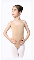Vente en gros de justaucorps de danse de ballet couleur chair en spandex pour enfants et filles, avec bretelles réglables de haute qualité, pour l'entraînement