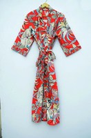 100% ethnique coton belle fleur imprimé à la main Kantha Kimono Robe vêtements de nuit Robe de chambre vêtements de plage pour les femmes vente en gros