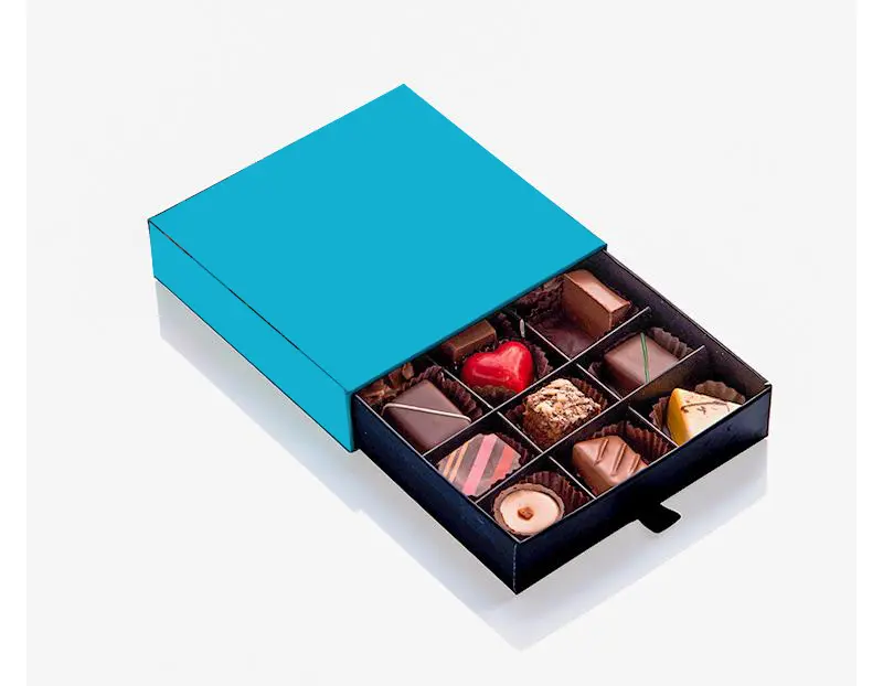 Scatole per cassetti pieghevoli al cioccolato in carta regalo per uso alimentare di alta qualità di vendita calda 2023