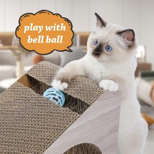 Mèo gãi 2 trong 1 lớn sóng mèo <span class=keywords><strong>scratcher</strong></span> ba mặt sử dụng gãi pad với quả bóng cho mèo trong nhà và mèo con - Product Image 6