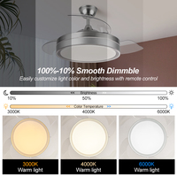 2022 42 "LED moderne chambre haut-parleur invisible ventilateur de plafond lumière avec moteur à courant continu musique télécommande et application