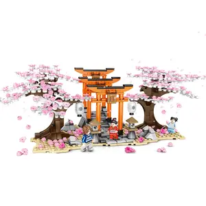 Sembo 601075 de la calle de la ciudad vista serie Idea Sakura puesto Inari bloque de construcción románica flor de cerezo de ladrillo de juguete para los niños