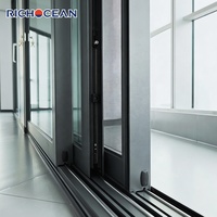 Porte coulissante en aluminium multi-voies RICHOCEAN avec stores intégrés, contrôle de la confidentialité, triple vitrage, portes coulissantes pour balcon
