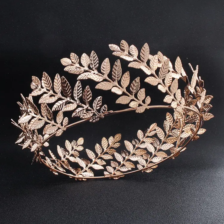 New design gold color wedding crown bridal crown olive branch tiaras wedding hair accessories