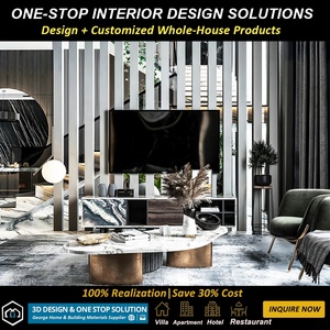 Service de rendu <span class=keywords><strong>3D</strong></span> pour cuisine et salon de villa de luxe minimaliste italienne moderne, solution de design d'intérieur tout-en-un - Product Image 3