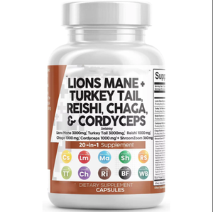<span class=keywords><strong>Capsule</strong></span> di Miscela di Funghi Ricche di Criniera di Leone, Coda di Tacchino, Reishi, Chaga e Cordyceps per Regolare il Sistema Immunitario - Product Image 1