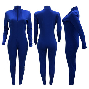 Sexy <strong>Black</strong> Zipper V Neck Jumpsuit Women Long Sleeve Legging Bodycon Rompers Women Jumpsuit Casual Sport Wear Body Slim <strong>Overalls</strong> - Product Image 6