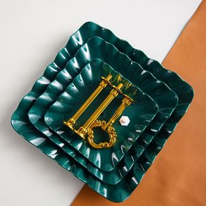 Modern Minimalist Three-layer Square Disposable Plastic Oven Safe Fujian Fruit Cake <b>Plate</b> Light Luxury Wedding Dried Display - Product Image 4
