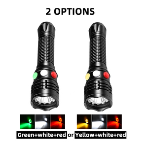 Đèn Pin Hợp Kim Nhôm <span class=keywords><strong>LED</strong></span> Tín Hiệu Đường Sắt Màu Vàng Đỏ Trắng Sạc Được Từ Tính Ba Màu Siêu Sáng Chống Nước - Product Image 2