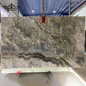 Goldtop Polished Natural <b>Stone</b> Ink Wash <b>Painting</b> Vein Luxury Shangri La Brown Quartzite Slab For Residential Building Wall - Product Image 4